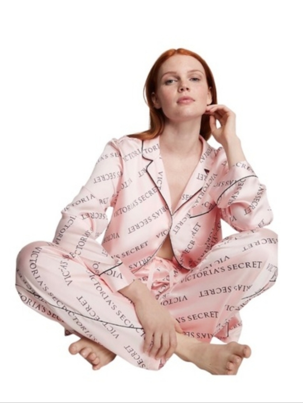 Victoria's Secret Light Pink Satin Signature Logo Pajama Set